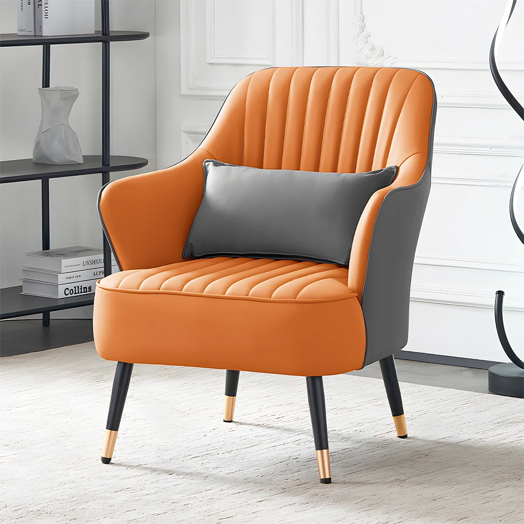 Contemporary Orange Grey Accent Armchair Single WallMantra - Main Image