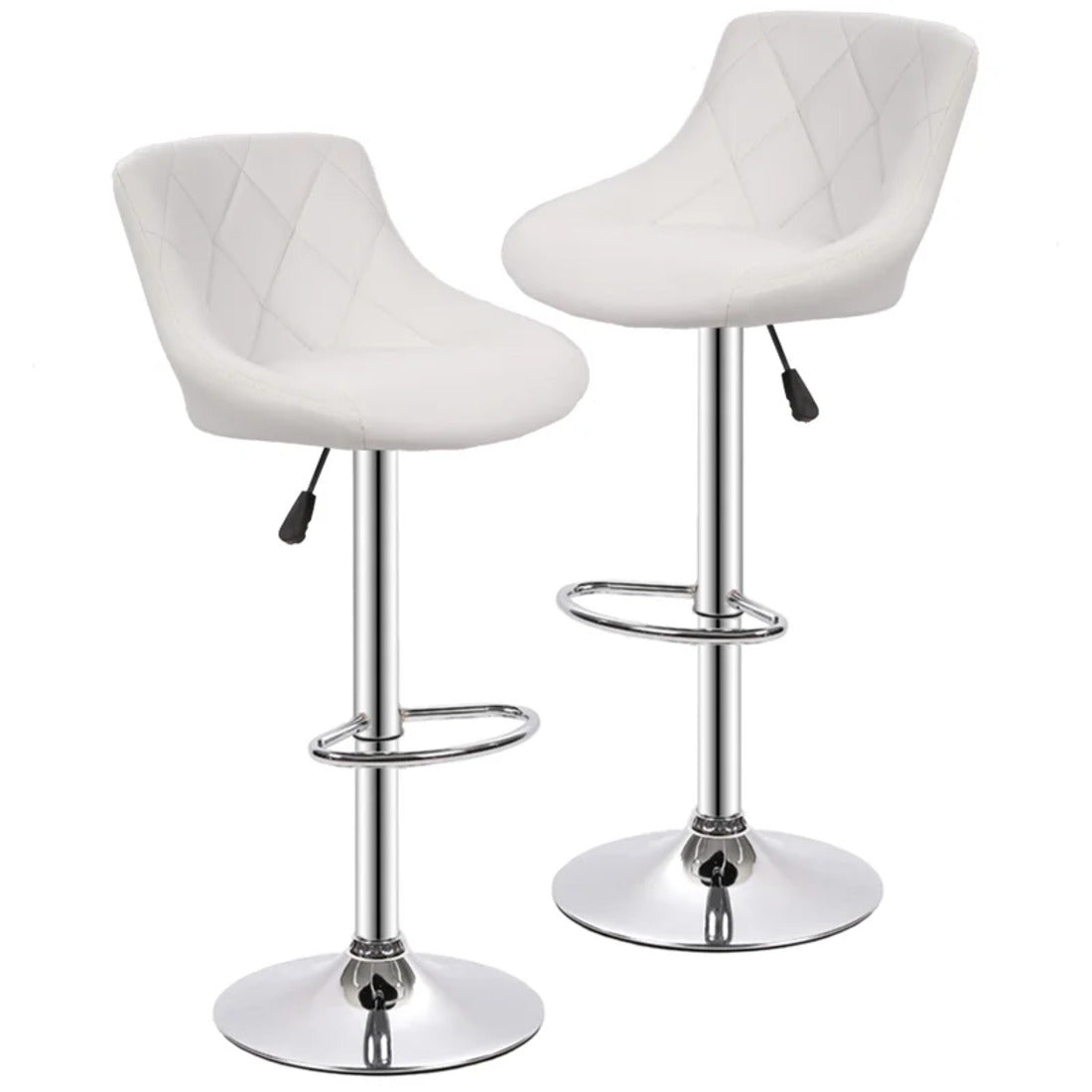 Easy Back Rest White Comfy Leatherette Bar Stool Long Chair