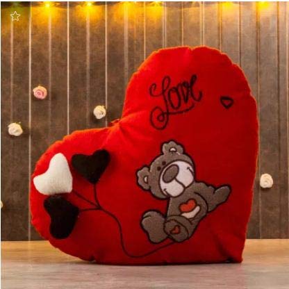 Love Bear Plush Red Heart Shaped Pillow WallMantra