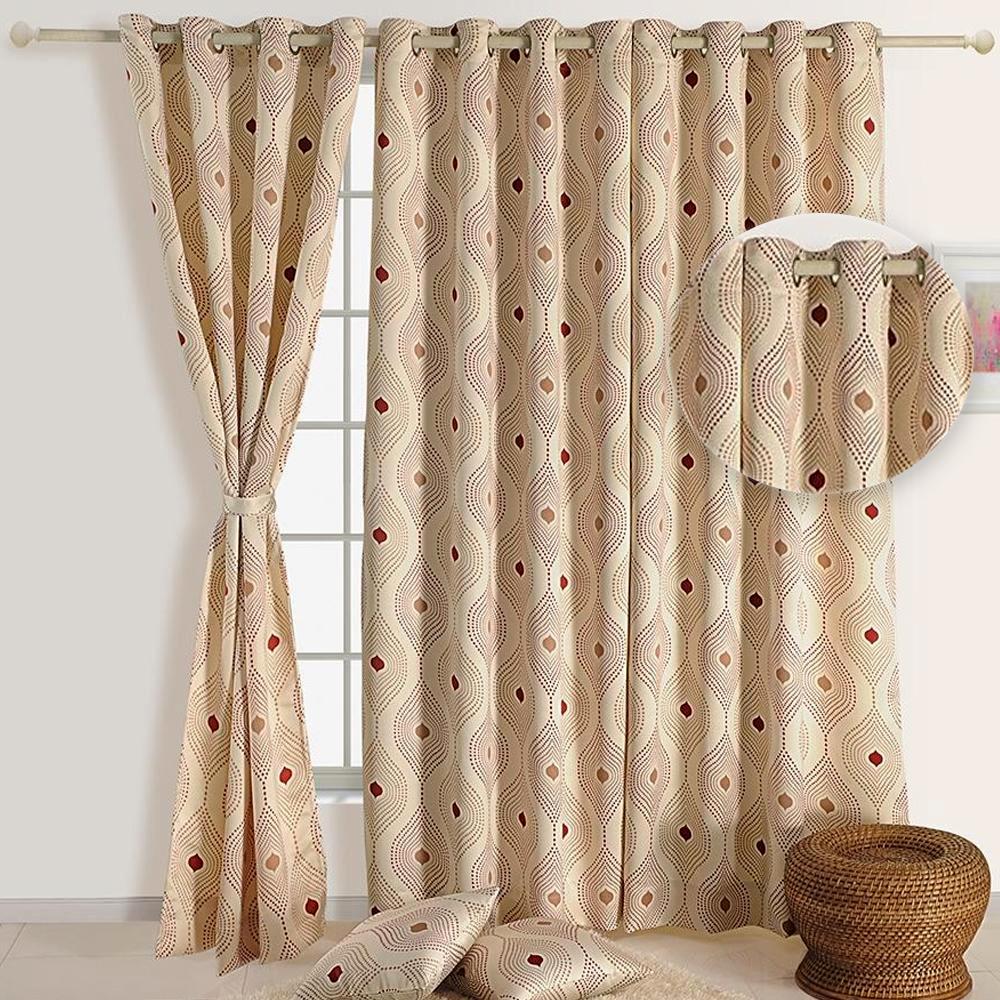 Swayam Geometric Off White Sigma Eyelet Window Curtain WallMantra