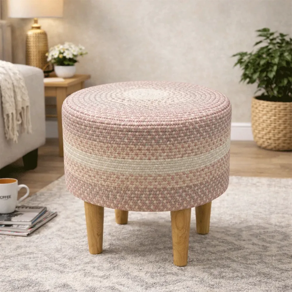 BlushWeave Indoor Round Braided Pouffe Stool 
