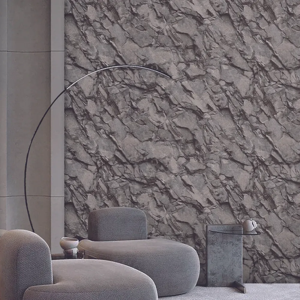 Charcoal Canyon Dual-Tone Textured Stone Wallpaper