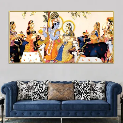 Divine Union of Radha Krishna Canvas Wall Painting