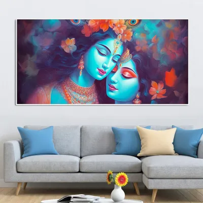 Ethereal Bond of Radha Krishna Canvas Wall Painting