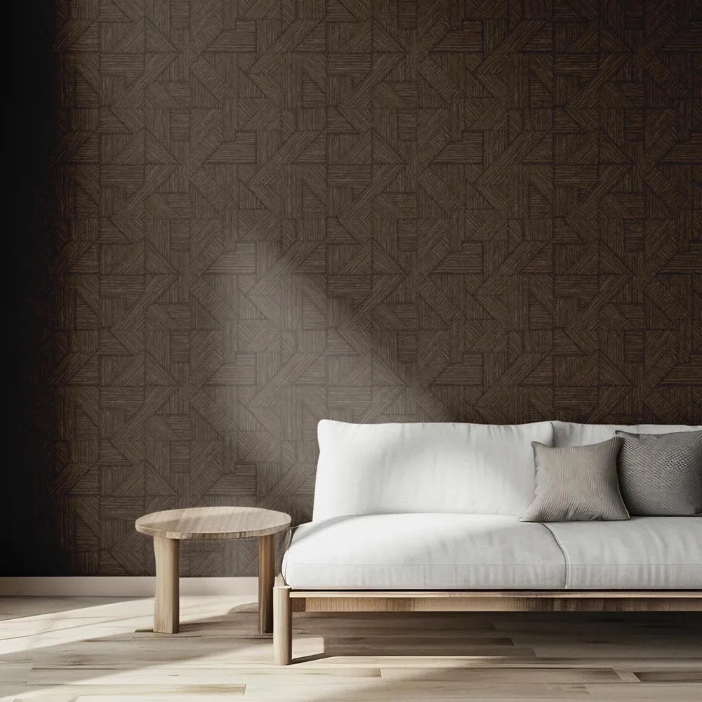 Geometric Textured Weave Wallpaper – Charcoal & Steel Blue Fusion