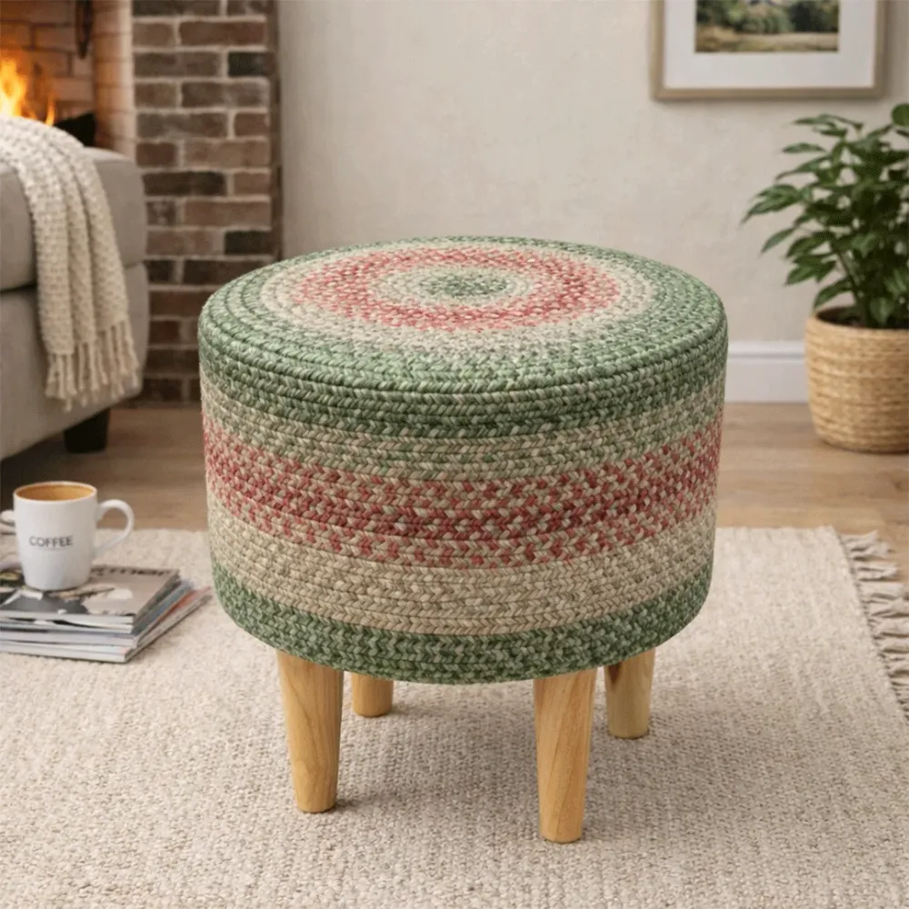 Sage Haven Indoor Round Braided Pouffe Stool 