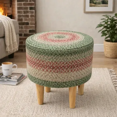 Sage Haven Indoor Round Braided Pouffe Stool