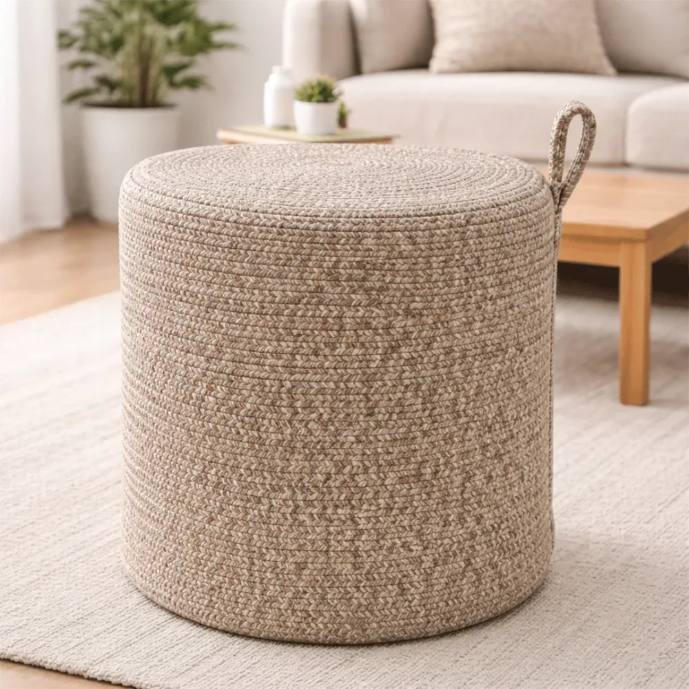 SandDune Round Braided Pouffe Stool 