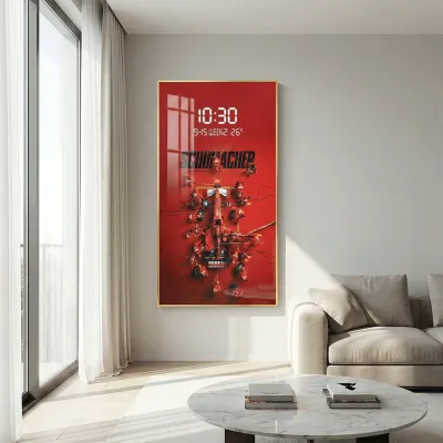 Crimson Velocity LED Crystal Wall Art with Digital Display
