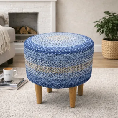 Sky Haven Indoor Round Braided Pouffe Stool
