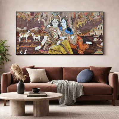 Timeless Companionship of Radha Krishna Canvas Wall Painting