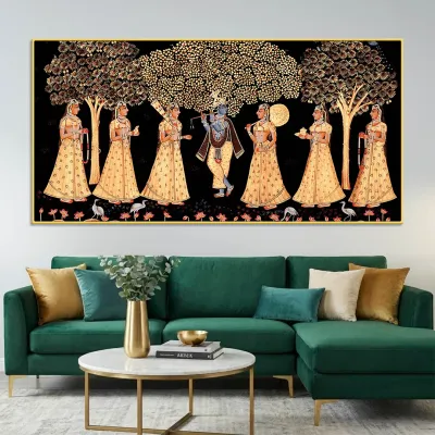 Timeless Raas Leela of Lord Krishna Canvas Wall Painting