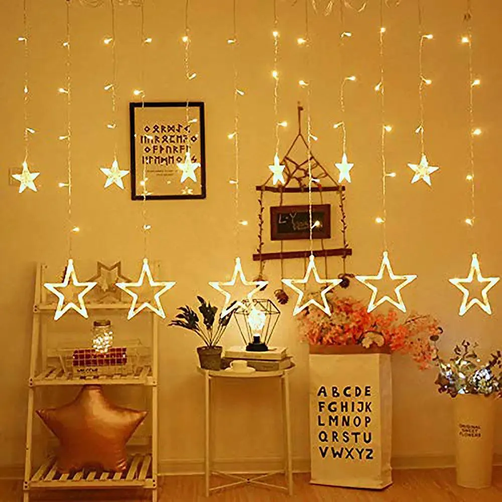 12 Twinkling Stars Warm White String LED Light With 8 Flashing Mode