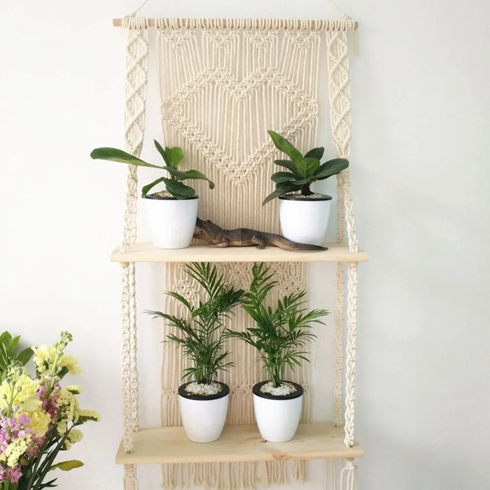 2-Tier Designer Bohemian Wall Hanging Shelf