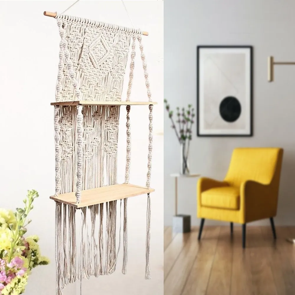 3-Tier Designer Bohemian Wall Hanging Shelf