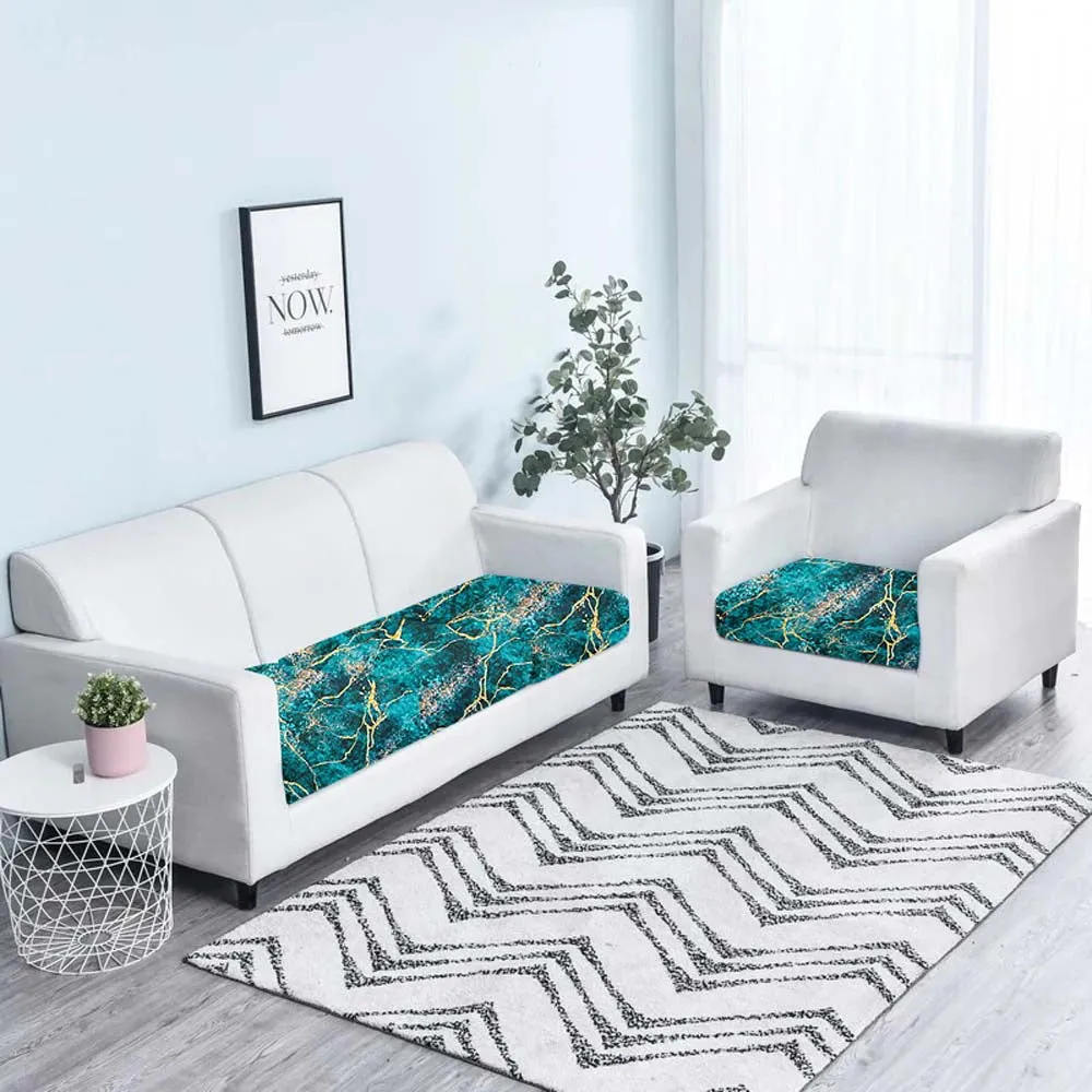 Abstract Blue Designer Strechable Sofa Seat Cover Set Of 2/4/6/8
