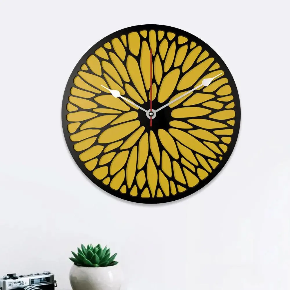 Abstract Flower Design in Dual Color Wooden Wall Clock