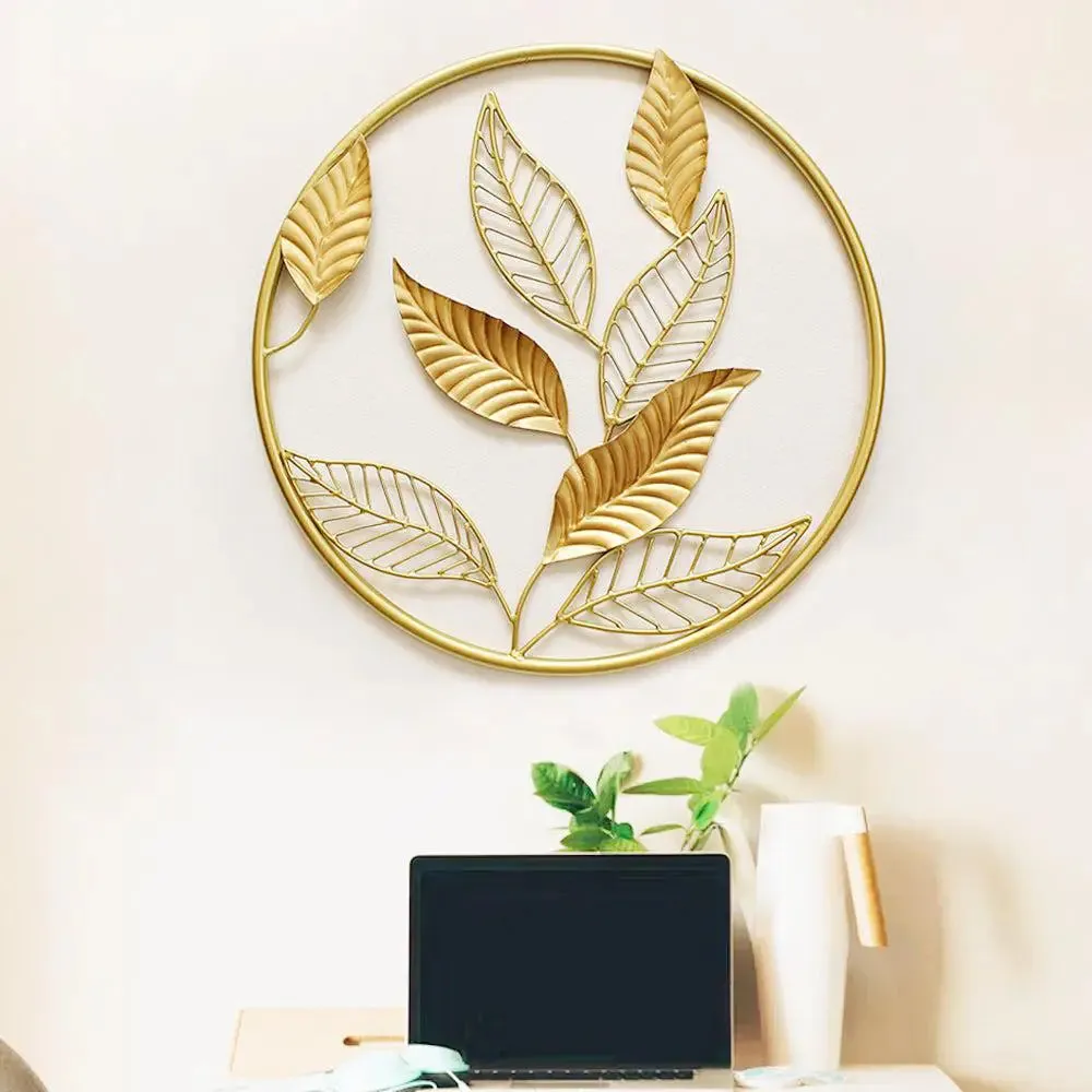 Abstract Leaf Metal Wall Art in Golden Finish
