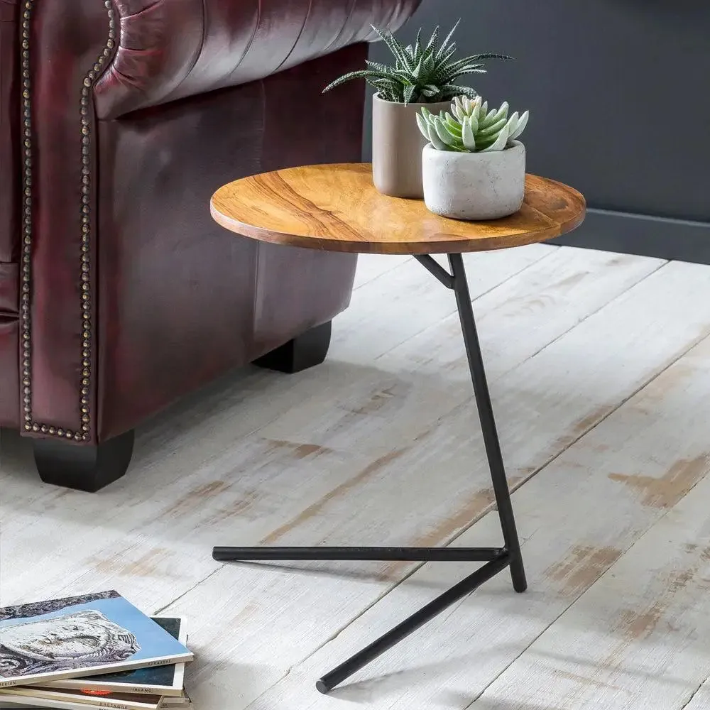 Aesthetic High-Quality Sheesham Side Table / Coffee Table with Metal Legs