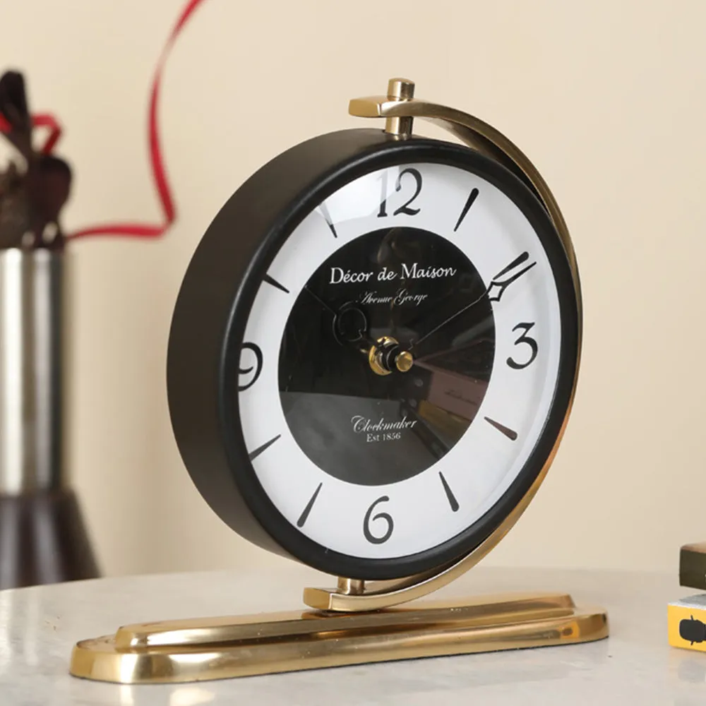 Aleksi Table Clock in Gold Finish