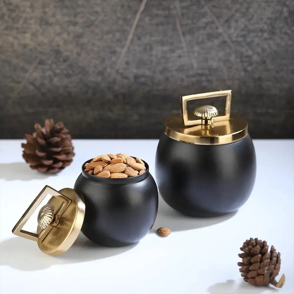 Aluminum Mini Black Decorative Boxes with Golden Top