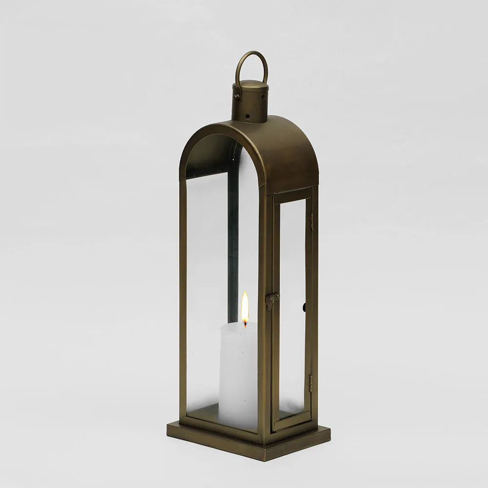 Antique Brass Textured Golden Candle Lantern