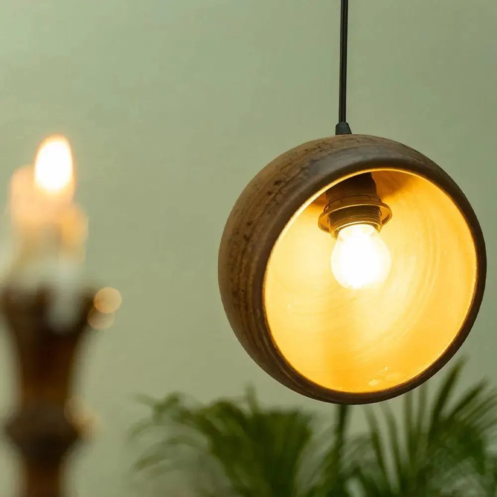 Antique Finish Wooden Hanging Light for Bedroom