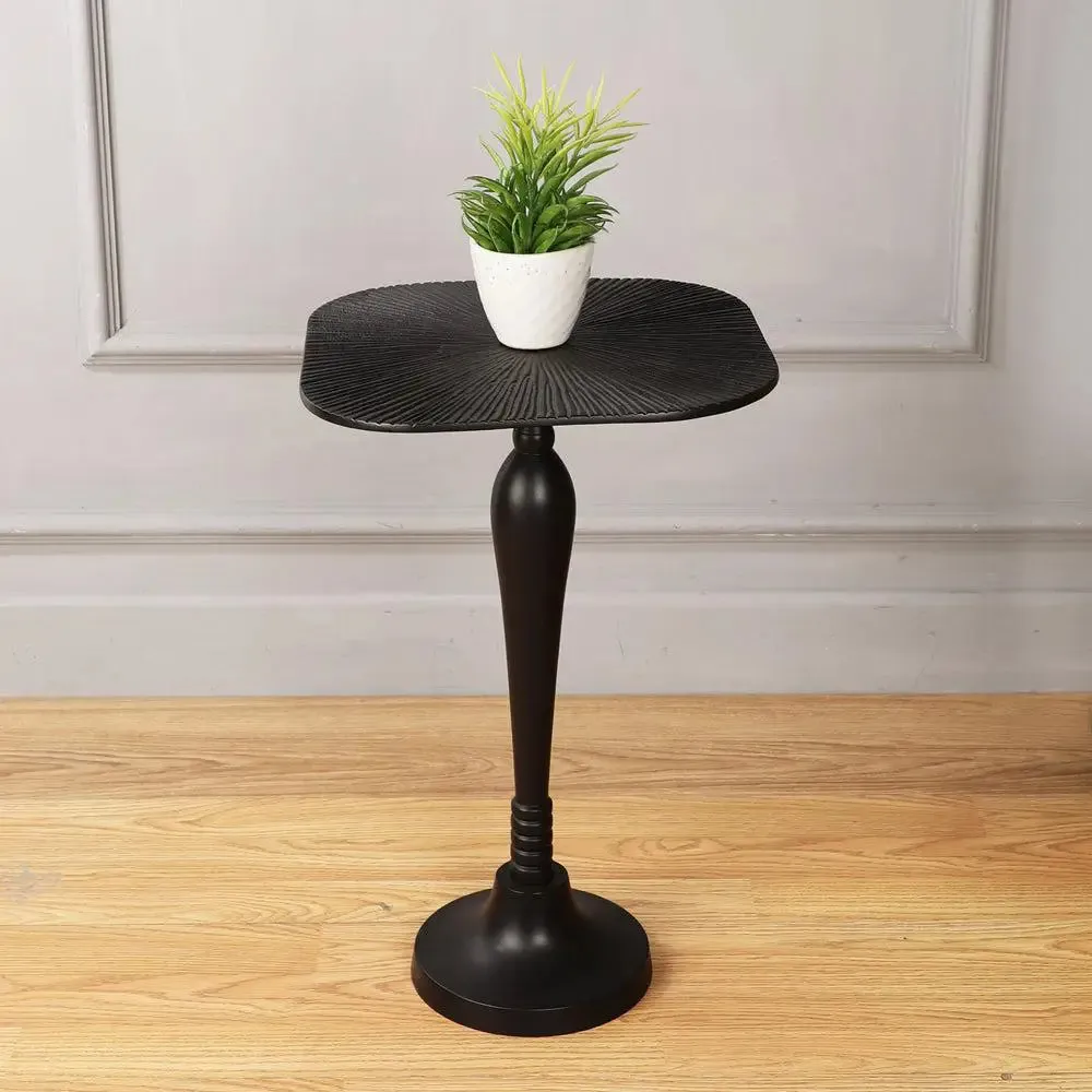 Antique Motif Raw Black Exquisite Side Table