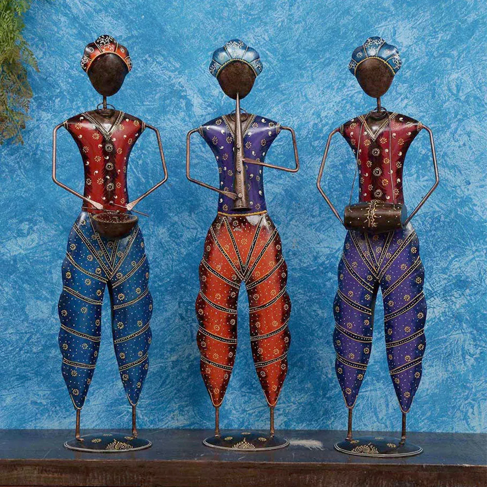 Antique Musicians Big Human Figurines Set / Showpiece Set Of 3