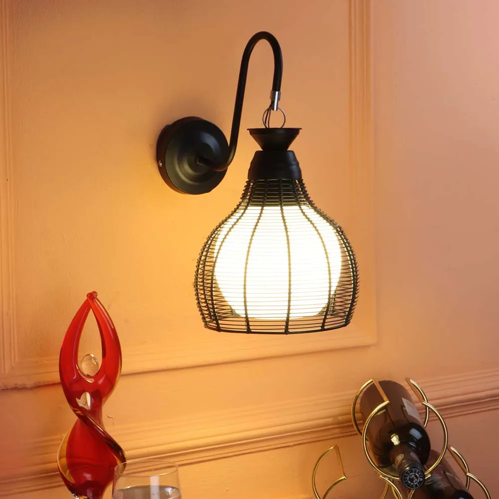 AntiqueCaged black metal Wall Light ( Bulb included)