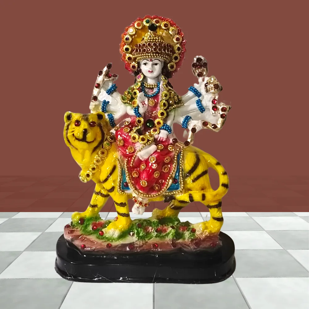 Artsy Shera Wali Mata God Idol for Home (Multicoloured)