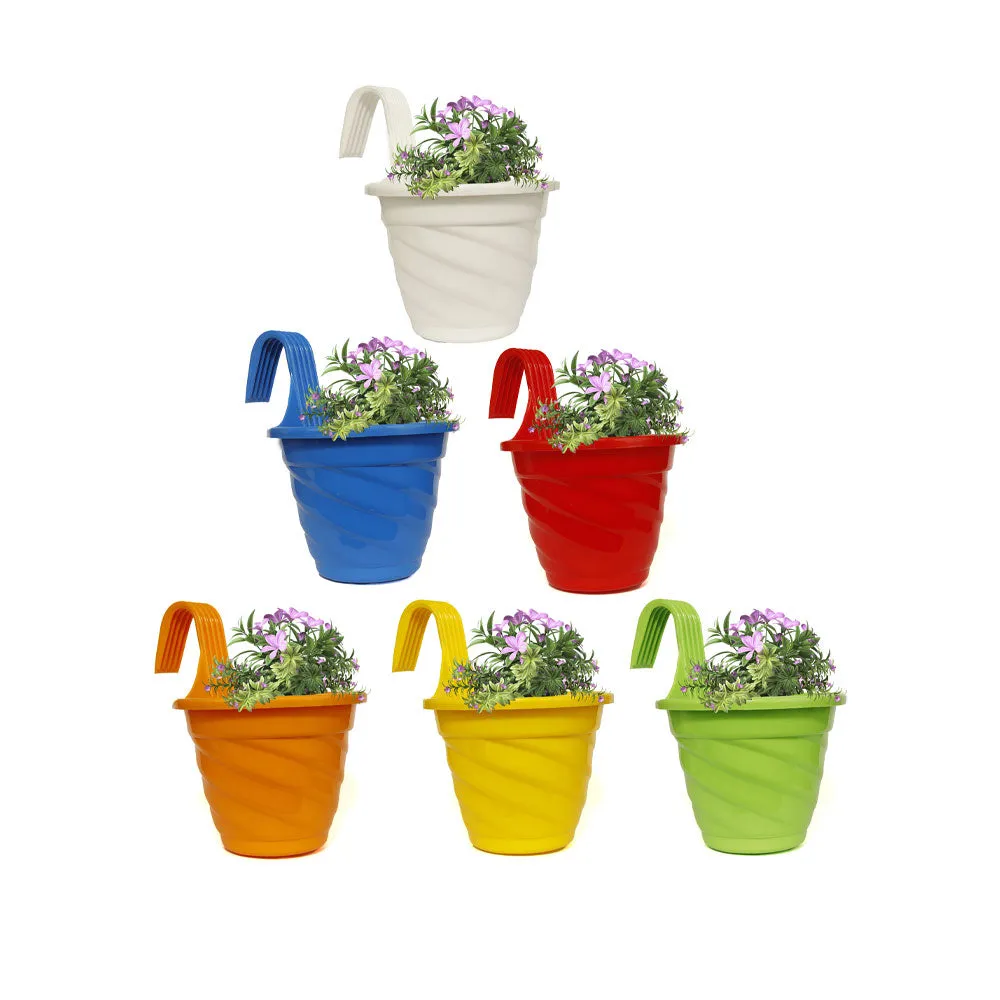Assorted Colors Easy Single Hook Hanging Planter Pots Set Of 6