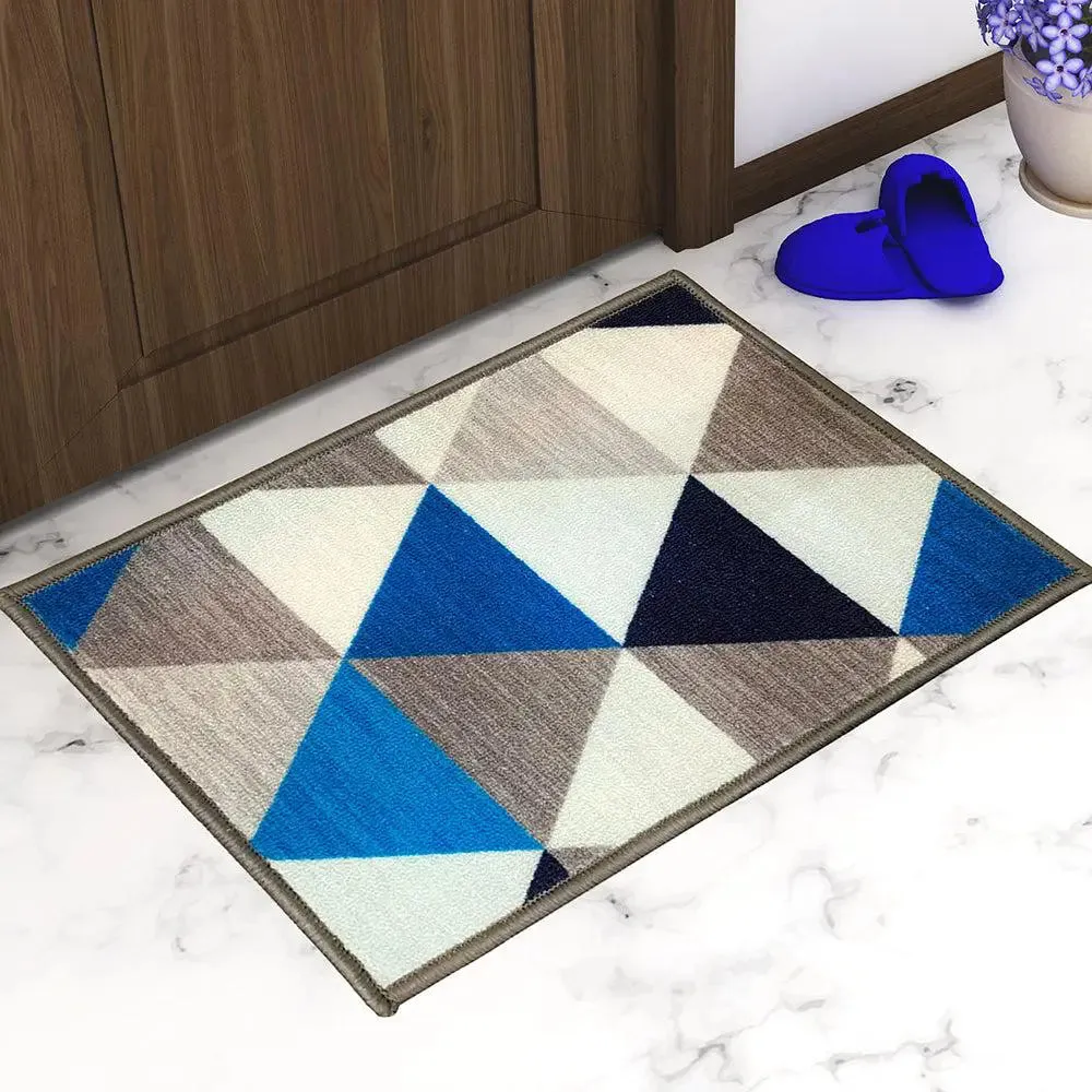 Aztec Blue Printed Premium Doormat (14 X 22 )Inches