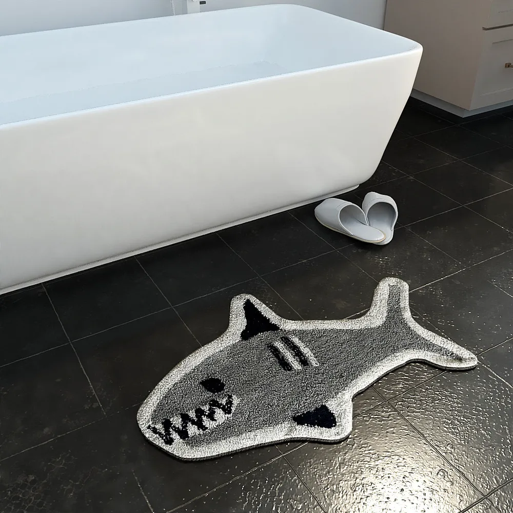 Baby Shark Cut Out High Absorbent Blue Kids Bathmat