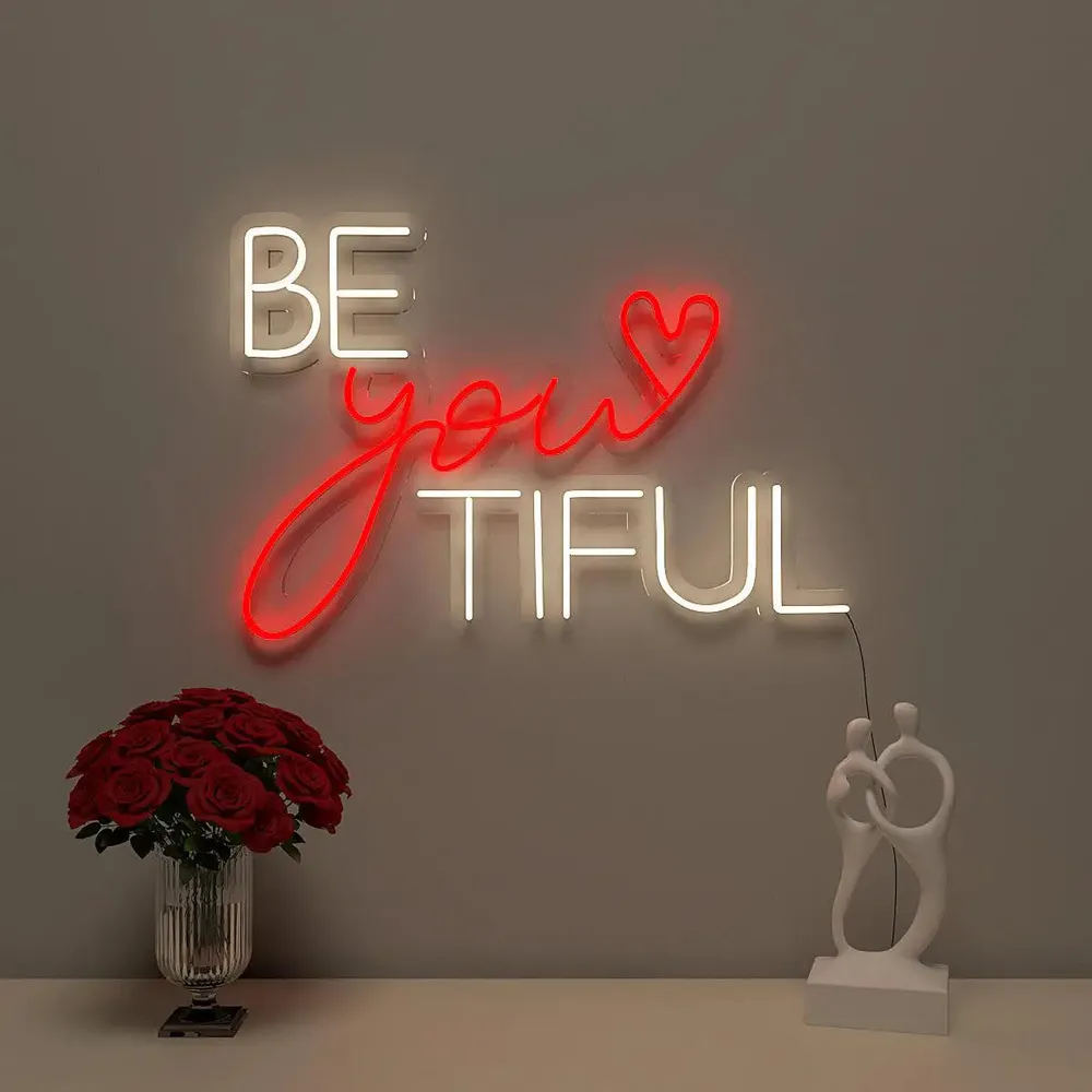 Be You Tiful Warm & Red Neon Light