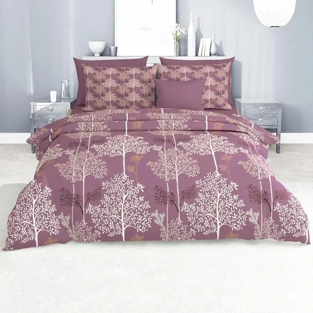 Beautiful Big Damask Type Tree Pattern Design Printed Modern Double Bed Premium Bedsheet With Pillow Covers