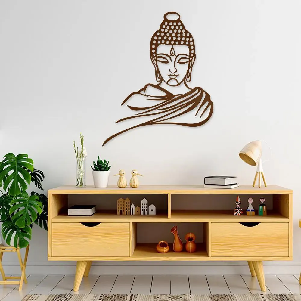 Beautiful Buddha Design Wooden Wall Hanging, Living Room Wooden