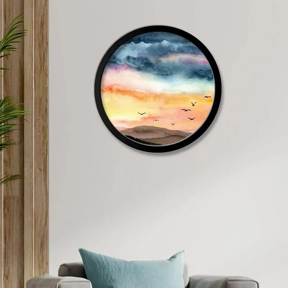 Beautiful Colorful Cloud Art Scenery With Round Shape Canvas wall Painting