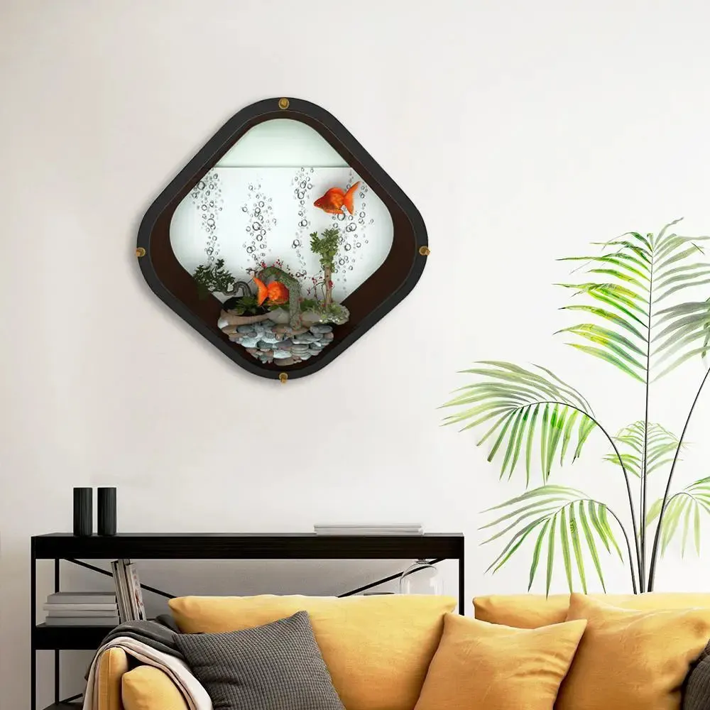 Beautiful Diamond Shaped Wall Aquarium / Terrarium With Air Pump