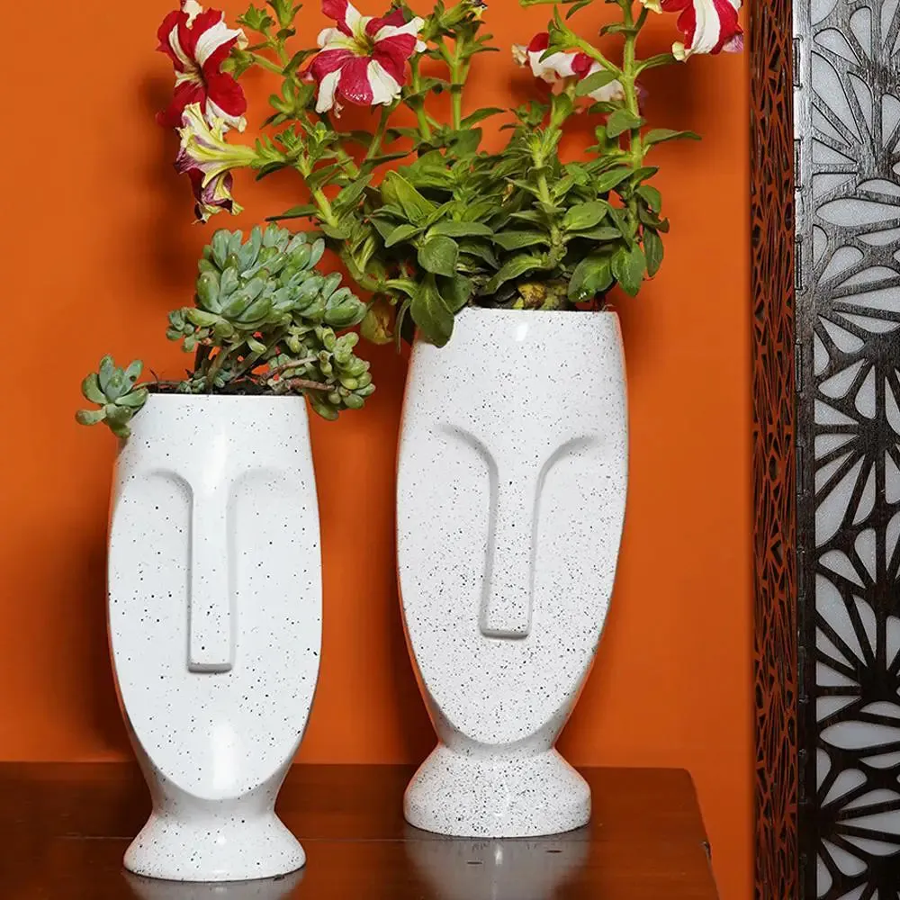 Beautiful Face Planter Set of 2 Outdoor/Indoor Vase