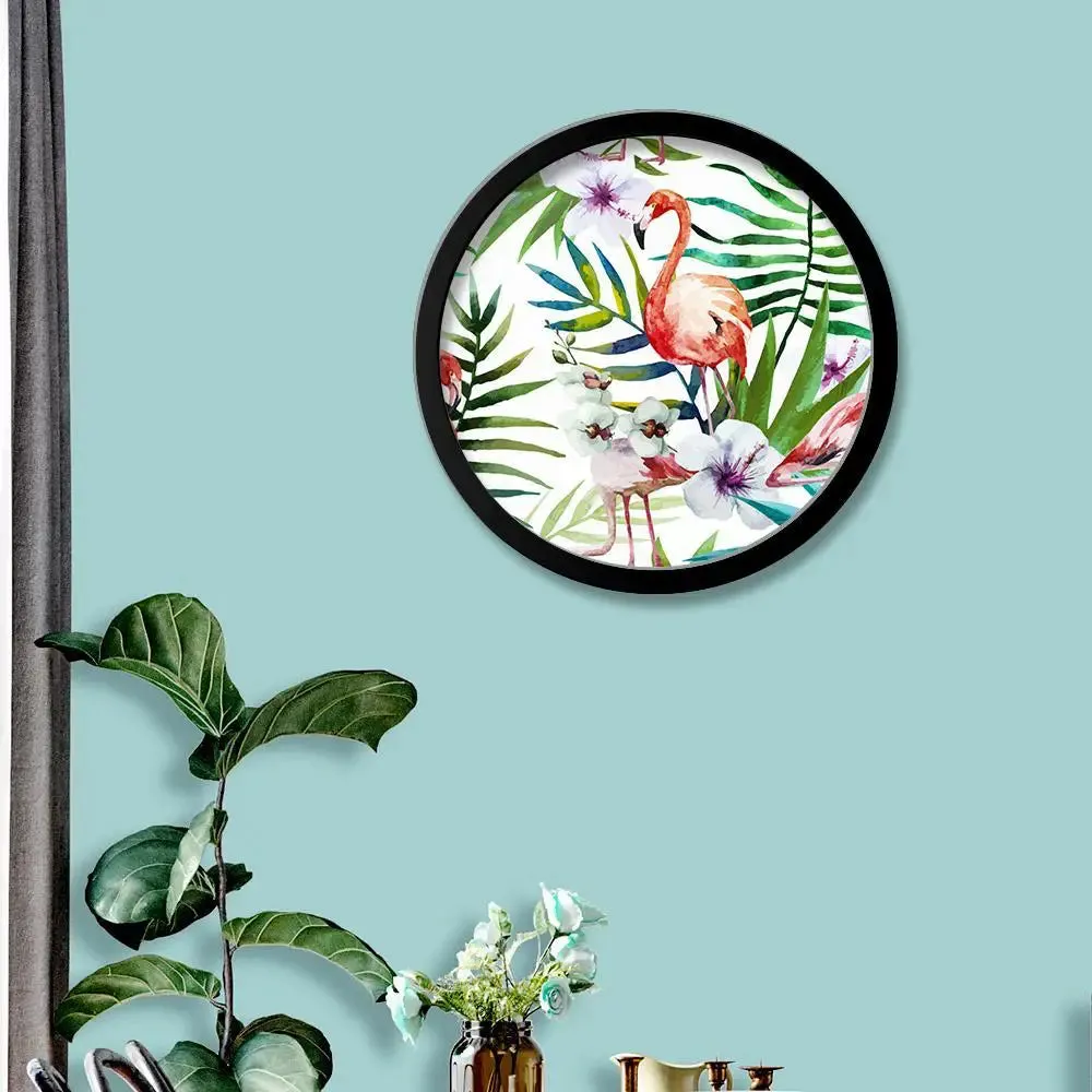 Beautiful Flamingo Nature Art Round Shape Canvas wall Painting