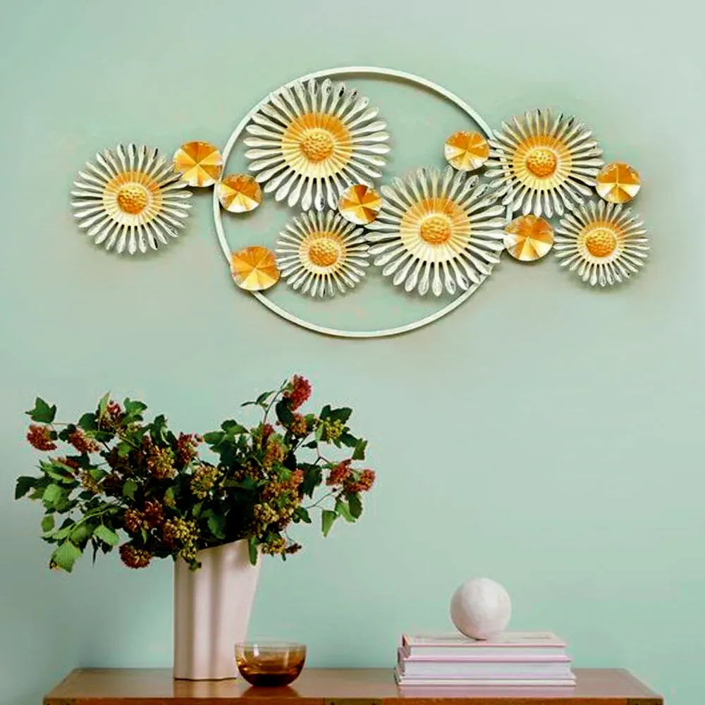 Beautiful Floral Flower Abstract Design Metal Wall Art With LED Lights