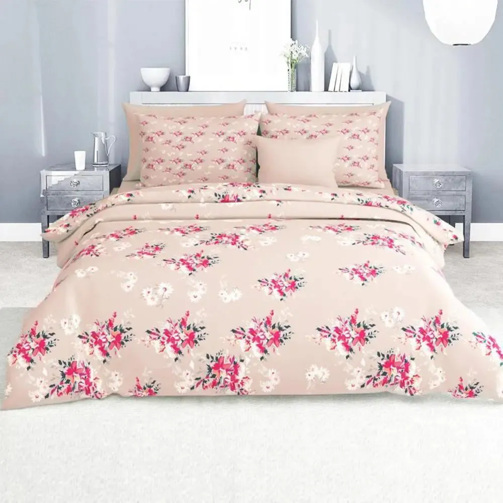 Beautiful Flowers Pattern Design Printed Modern Double Bed Premium Bedsheet With Pillow Covers