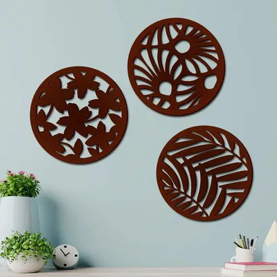 Beautiful Geometric Coaster Trivets in Brown color Design Wooden Wall Hanging