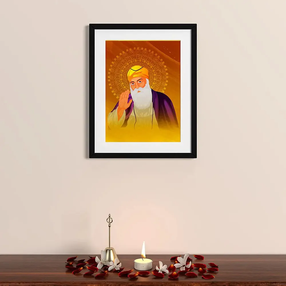 Beautiful Guru Nanak Dev Ji Framed Wall Painting &amp; Wall Art