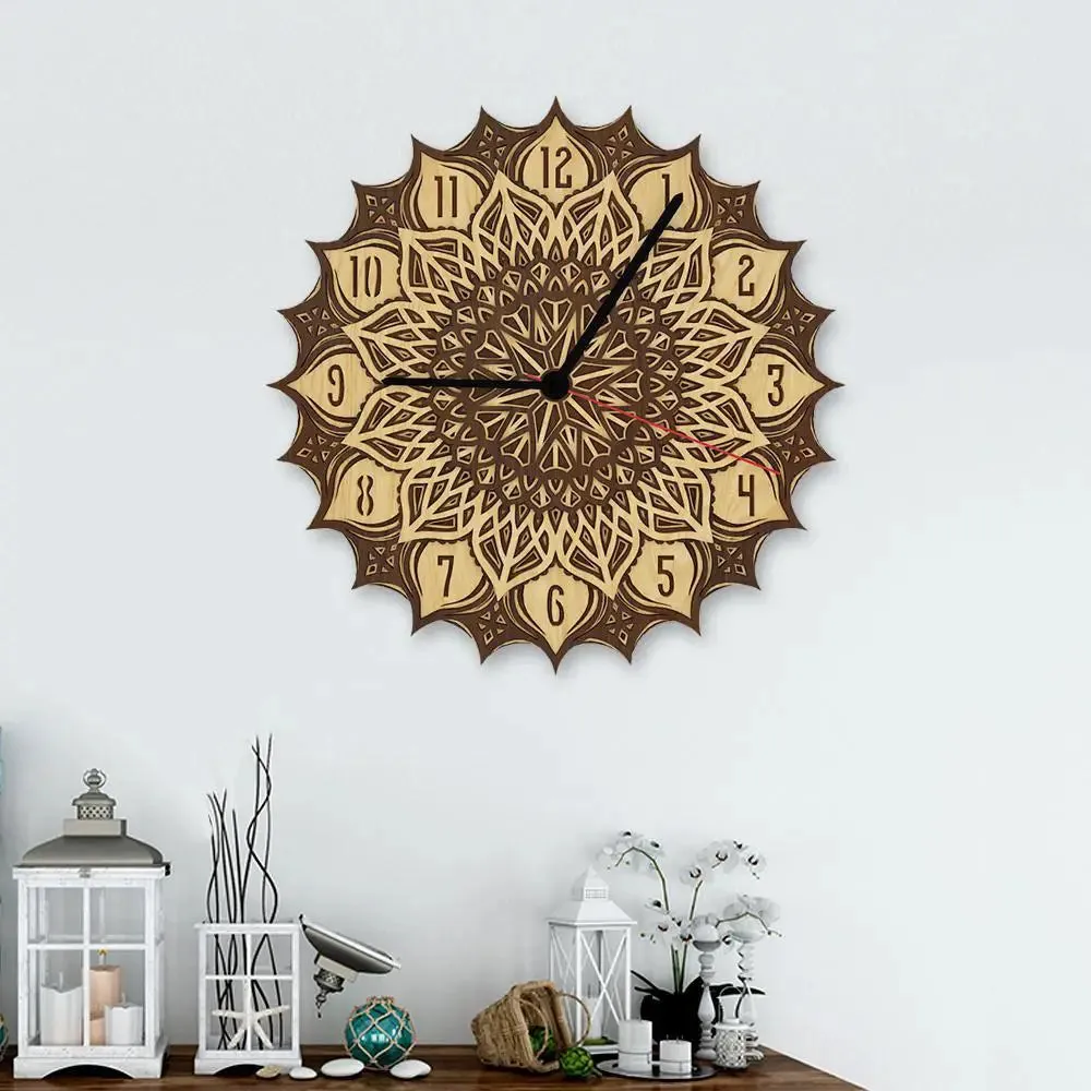 Beautiful Mandala Designer Multi Layer Wooden Wall Clock