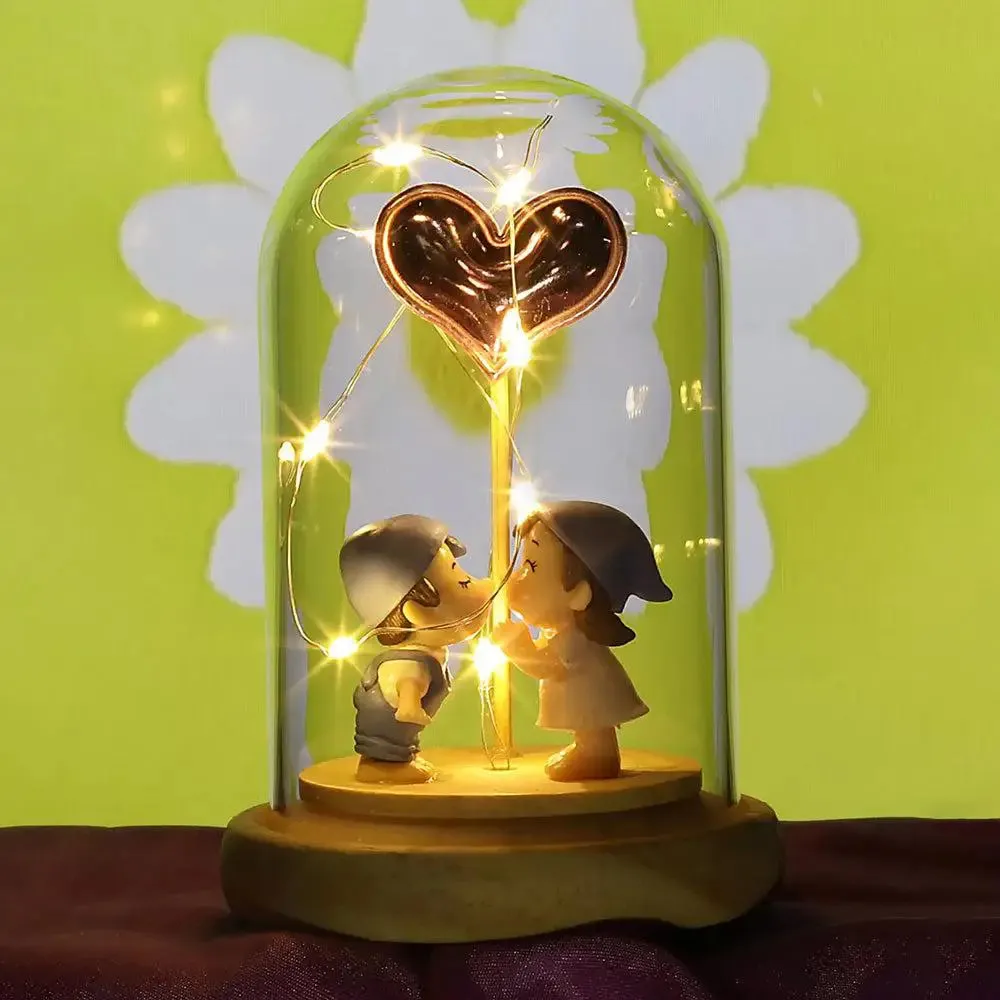 Beige Romantic Couple LED Light Showpiece for Valentine's Day