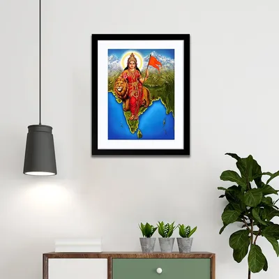 Bharat Mata Portrait Framed Wall Painting
