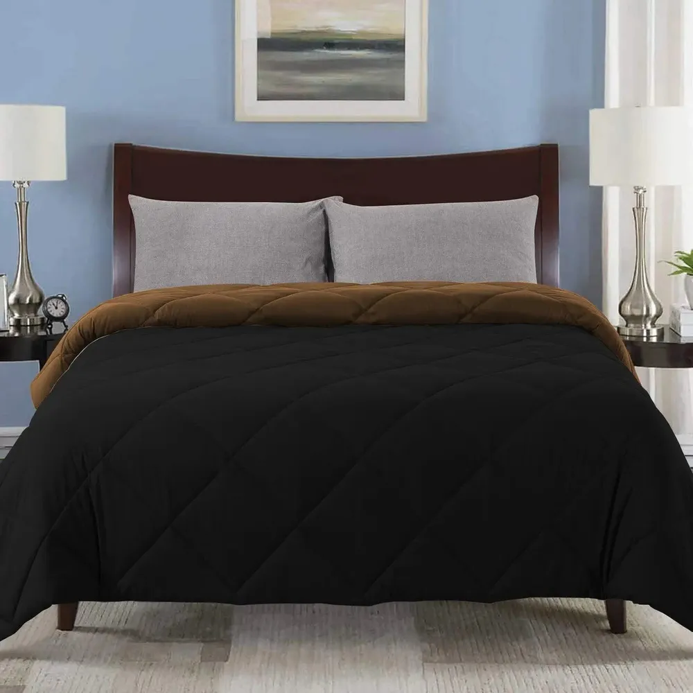 Black & Brown Quilted Single Bed Comforter