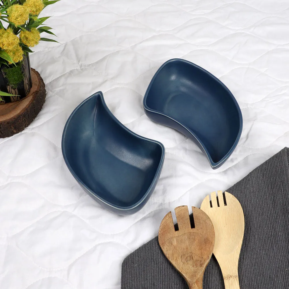 Black Cashew Ceramic Platter Set Of 2